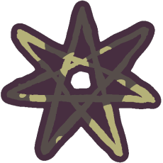 a brown seven pointed star with yellow splotches